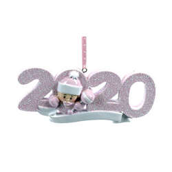Item 459526 Pink Baby's First Christmas 2020 Ornament