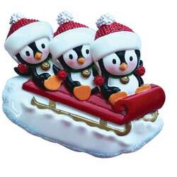 Item 459541 Penguin Family Of 3 On Sled Ornament