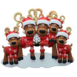 Thumbnail Mr And Mrs Reindeer Family Of 5 Ornament