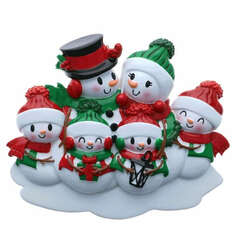 Item 459601 Snowman Family Of 6 Ornament