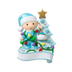 Item 459724 thumbnail Baby Boy Decorating A Tree Light Blue Ornament