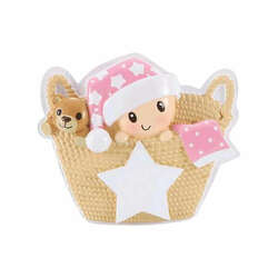 Item 459777 Baby In Basket Pink Ornament