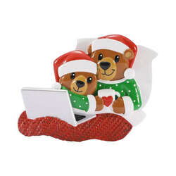 Item 459788 thumbnail Bear Couple And Caps Snuggled In Bed Ornament