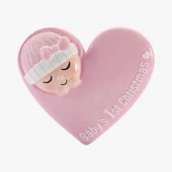 Item 459842 Cute Baby With Cap In Heart Pink Ornament