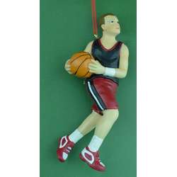 Item 483751 Boy Basketball Player In Black & Red Uniform Ornament