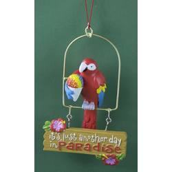 Item 483778 It's Just Another Day In Paradise Parrot With Snow Cone On Perch Ornament