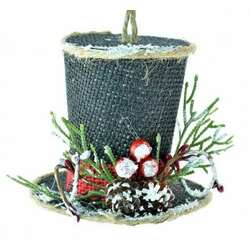 Item 483893 Snowman Hat With Pine Needles Ornament
