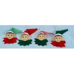 Item 483927 Striped Green, White, & Red Pixie Head Ornament