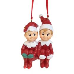 Item 483931 Red & White Pixie Couple Ornament