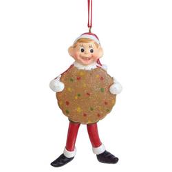 Item 483942 Red & White Pixie Holding Cookie Ornament