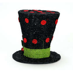 Item 483980 Lighted Black Snowman Hat With Red Polka Dots
