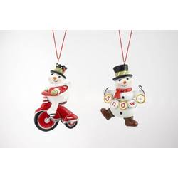 Item 483994 Snowman On Tricycle/With Snow Sign Ornament