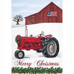 Item 491149 Tractor In The Snow Large Flag