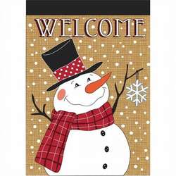 Item 491155 Welcome Snowman Burlap Garden Flag