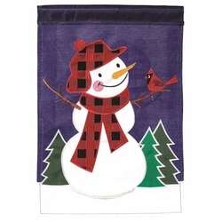 Item 491270 Snowman With Trees & Cardinal Flag