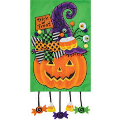 Item 492123 thumbnail PUMPKIN CANDY APPLIQUE GARDEN FLAG