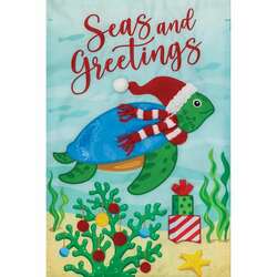 Item 492238 CHRISTMAS TURTLES APPLIQUE GARDEN FLAG