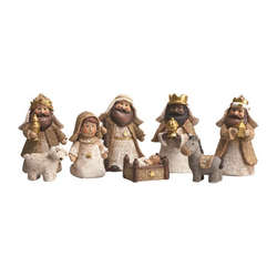 Item 501047 Burlap Look Baby Nativity 8 Piece Set