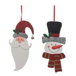 Item 501418 Glittery Santa And Snowman Wall Decor