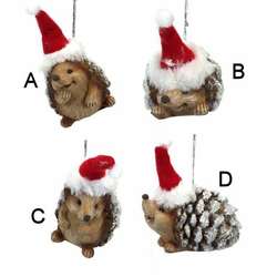 Item 501435 Pine Cone Hedgehog With Santa Hat Ornament