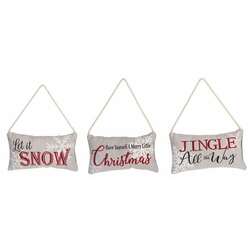 Item 501573 Miniature Christmas Saying Pillow Ornament