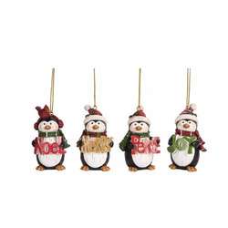 Item 501713 Noel/Merry/Peace/Joy Penguin Ornament