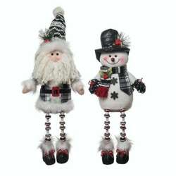 Item 501972 Plush Dark Plaid Santa/Snowman Sitter