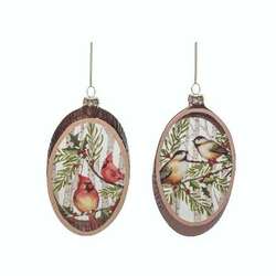 Item 501996 Glass Woodcut Painted Bird Ornament