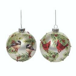 Item 502021 Glass Winter Bird Globe Ornament