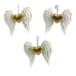 Item 505003 Angel Heart/Wing With Word Ornament