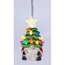 Item 505269 Ceramic Tree Gnome Glow Ornament