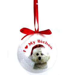 Item 507003 I Heart My Bichon Frise Ball Ornament