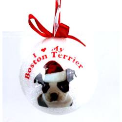 Item 507006 I Heart My Boston Terrier Ball Ornament