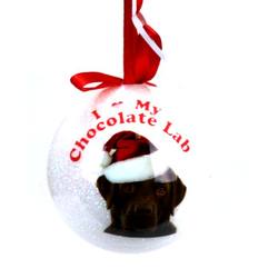 Item 507011 I Heart My Chocolate Labrador Retriever Ball Ornament