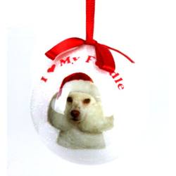 Item 507020 I Heart My White Poodle Ball Ornament