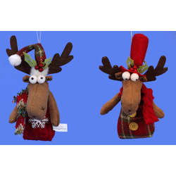 Item 509051 Cheerful Red & Green Moose Ornament