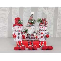Item 509191 Red Holly Button Leg Snowman/Santa