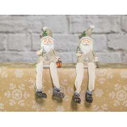 Item 509224 Frosted Cream Santa With Dangle Legs