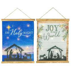 Item 509229 thumbnail Joy Holy Nativity Hanging Canvas Led