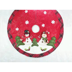 Item 509294 Red/Plaid Snowman Tree Skirt