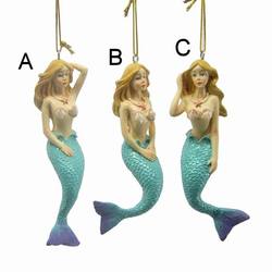 Item 519221 Blonde Mermaid With Aqua/Purple Tail Ornament