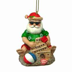 Item 519223 Santa With Sand Castle Ornament