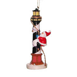 Item 519227 Santa Climbing Hatteras Lighthouse Ornament