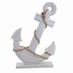 Item 519461 Whitewash Tabletop Anchor With Rope
