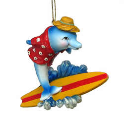Item 519488 Dolphin Surfing Christmas Ornament