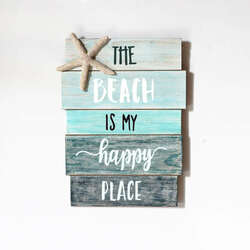 Item 519556 Beach Happy Place Color Slat Plaque