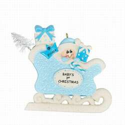 Item 525063 Blue Baby's First Christmas Sleigh Ornament