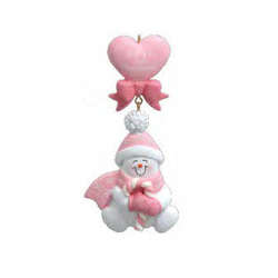 Item 525107 Pink Candy Cane Baby Snowman Ornament