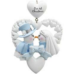 Item 525124 Our First Christmas Snowman Couple With Heart Ornament