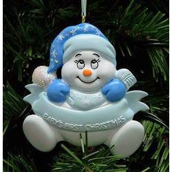 Item 525131 Blue Baby's First Christmas Snowman Ornament